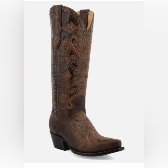 BLACK STAR LOCKHART blue EMBROIDERED LEATHER WESTERN SNIP TOE BOOT‎ size 11 new - Picture 8 of 9